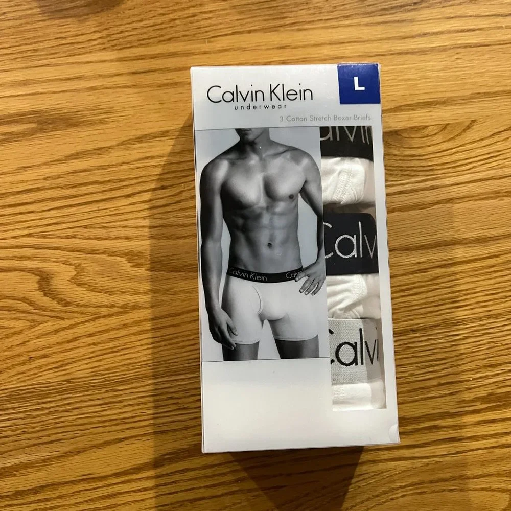 CALVIN‎ KLEIN 3 Pack White Cotton Stretch Boxer Briefs